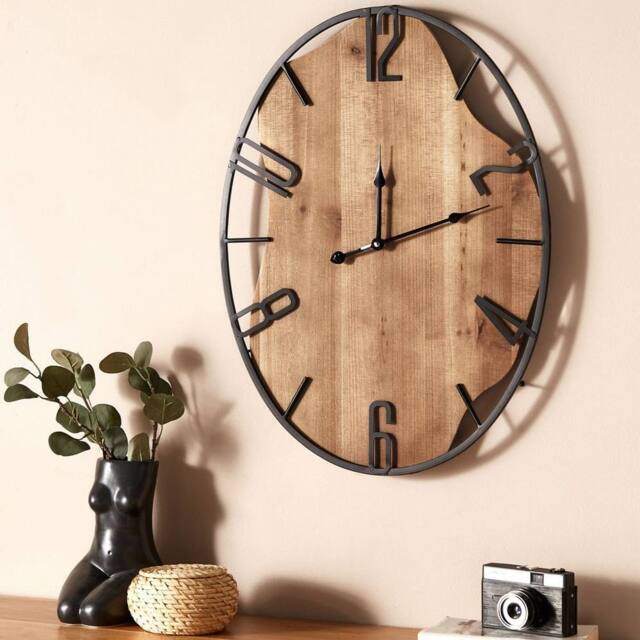 Wyld and Coco Classic Wall Clock 46 x 60 cm - Iron Frame Light Brown and Black - image 1