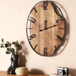 Wyld and Coco Classic Wall Clock 46 x 60 cm - Iron Frame Light Brown and Black