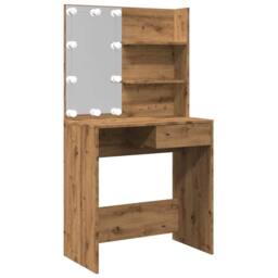 Berkfield Home Dressing Table with LED Artisan Oak 74.5x40x141 cm in Brown - thumbnail 8