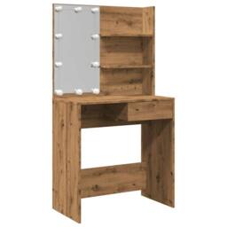 Berkfield Home Dressing Table with LED Artisan Oak 74.5x40x141 cm in Brown - thumbnail 1