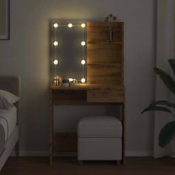 Berkfield Home Dressing Table with LED Artisan Oak 74.5x40x141 cm in Brown - thumbnail 4