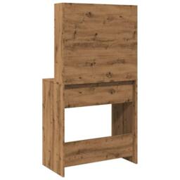 Berkfield Home Dressing Table with LED Artisan Oak 74.5x40x141 cm in Brown - thumbnail 7