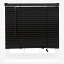 Furnished Black PVC 25mm Slat Venetian Blinds - Trimmable Window Blinds for Home & Office - Size: 115 cm width x 150 cm drop - thumbnail 2