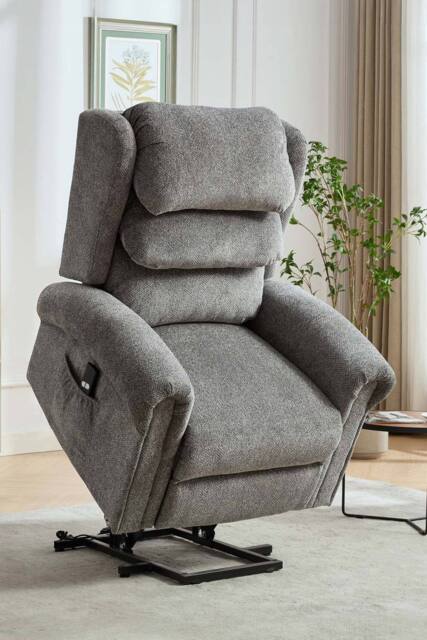 More4Homes Belvoir Grey Fabric Single Motor Mobility Rise Recliner Chair - image 1