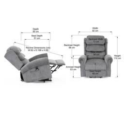 More4Homes Belvoir Grey Fabric Single Motor Mobility Rise Recliner Chair - thumbnail 7