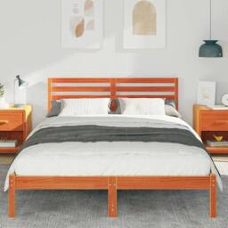 Berkfield Home with Headboard Wax brown 140 x 220 cm Solid pine wood - thumbnail 4