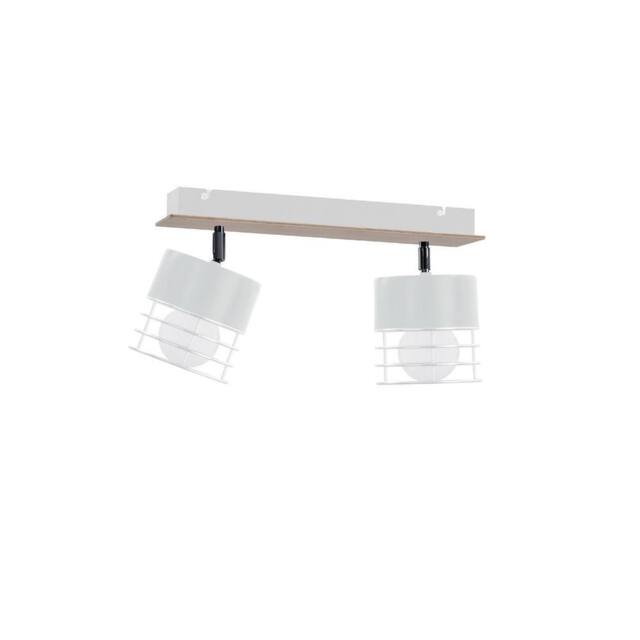 Netlighting Casa Twin Ceiling Spotlight White Wood 50cm 2x E27