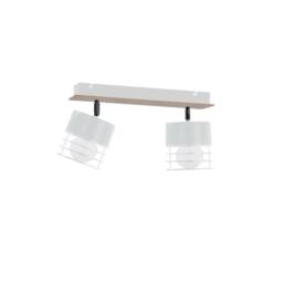 Netlighting Casa Twin Ceiling Spotlight White Wood 50cm 2x E27