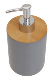 Orsina Grey Lotion Dispenser With Silver Pump, 500ml Bamboo Fibre Hand Lotion Dispenser, Sturdy Bathroom Accessory - thumbnail 2