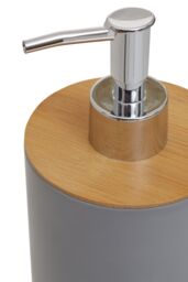 Orsina Grey Lotion Dispenser With Silver Pump, 500ml Bamboo Fibre Hand Lotion Dispenser, Sturdy Bathroom Accessory - thumbnail 6