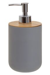 Orsina Grey Lotion Dispenser With Silver Pump, 500ml Bamboo Fibre Hand Lotion Dispenser, Sturdy Bathroom Accessory