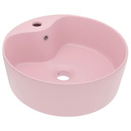 Berkfield Home Luxury Wash Basin with Overflow Matt Pink 36x13 cm Ceramic - thumbnail 2
