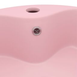 Berkfield Home Luxury Wash Basin with Overflow Matt Pink 36x13 cm Ceramic - thumbnail 5