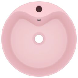 Berkfield Home Luxury Wash Basin with Overflow Matt Pink 36x13 cm Ceramic - thumbnail 3