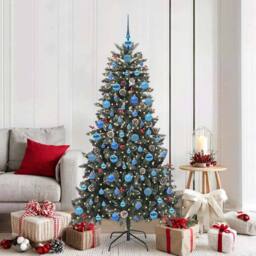 Berkfield Home Artificial Christmas Tree with 300 LEDs Green 99 x 99 x 180 cm - thumbnail 1