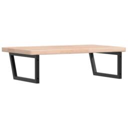 Berkfield Home Basin Shelf Wall Mounted Steel & Solid Wood Oak in Light Oak - thumbnail 6
