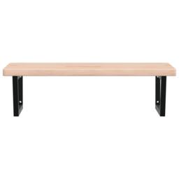 Berkfield Home Basin Shelf Wall Mounted Steel & Solid Wood Oak in Light Oak - thumbnail 4