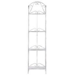Wyld and Coco White Metal 4-Tier Free-Standing Bath Shelf Vintage Style - thumbnail 4