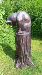 Inspirational Gifting Cat & Mouse Garden Sculpture Resin Ornament in Bronze - thumbnail 3