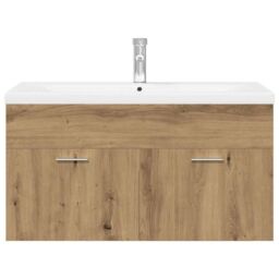 Berkfield Home Sink Cabinet with Built-in Basin Artisan Oak Engineered Wood in Brown - thumbnail 6
