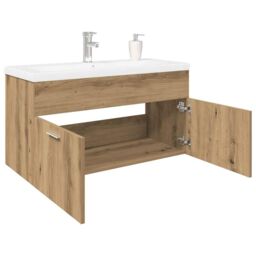 Berkfield Home Sink Cabinet with Built-in Basin Artisan Oak Engineered Wood in Brown - thumbnail 1