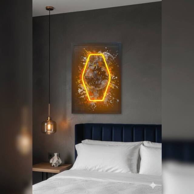 HOME LUXE INTERIOR Graffiti Watch Neon LED Wall Art - 40x60cm Pop Art Canvas USB - Size: 40x60 cm - image 1