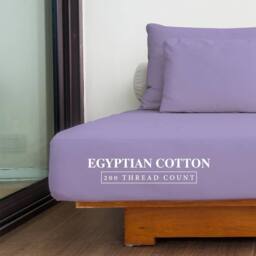 Homes-Linen 100% Egyptian Cotton 200TC Fitted Sheet 30cm Deep Pocket in Lilac - Size: Super King - thumbnail 2