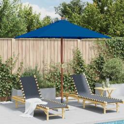Berkfield Home Outdoor Parasol with Wooden Pole Blue 150x200 cm - thumbnail 2