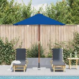 Berkfield Home Outdoor Parasol with Wooden Pole Blue 150x200 cm - thumbnail 1
