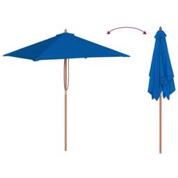 Berkfield Home Outdoor Parasol with Wooden Pole Blue 150x200 cm - thumbnail 6