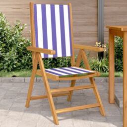 Berkfield Home Garden Chairs 2 pcs Blue & White Solid Wood Acacia & Fabric