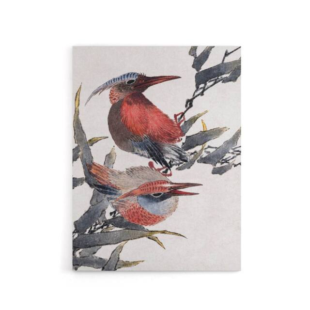 "Artery8 Album of Sketches Birds 1841 Canvas Wall Art Print Hokusai in Red - Size: W18"" x H24""" - image 1