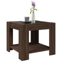 Berkfield Home Decorative Coffee Table with LED Brown Oak 53x53x45 cm Engineered Wood - Size: 53 x 53 x 45 cm - thumbnail 5