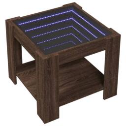 Berkfield Home Decorative Coffee Table with LED Brown Oak 53x53x45 cm Engineered Wood - Size: 53 x 53 x 45 cm - thumbnail 1