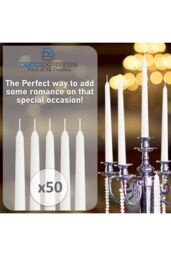 Deco Express Candles Set Classic Dripless Tapered Metallic Unscented 8 Hours Décor in White - Size: 10 Pack - thumbnail 5