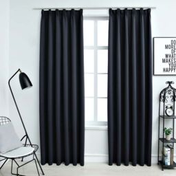 Berkfield Home Blackout Curtains with Hooks 2 pcs Anthracite 140x175 cm - thumbnail 1