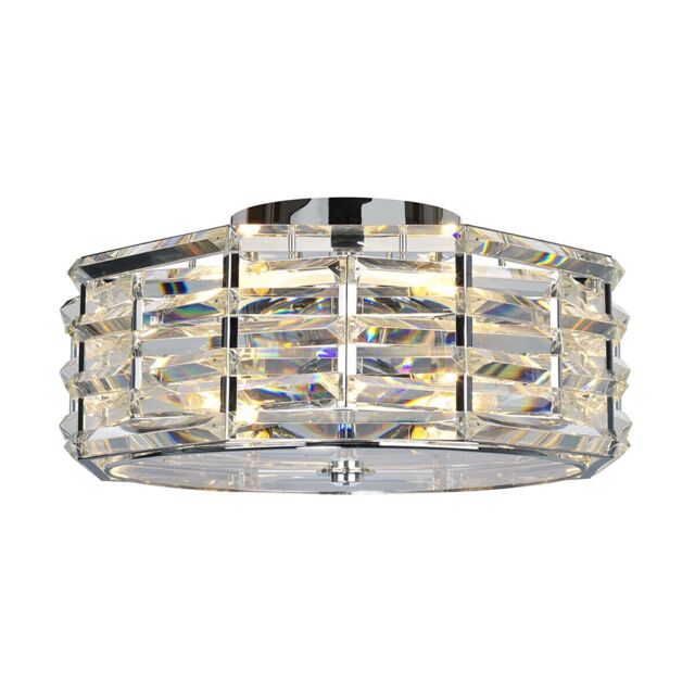 Loops 4 Bulb Flush Light Low Ceiling Polished Nickel Finish LED E27 60W Bulb in Metallics - image 1