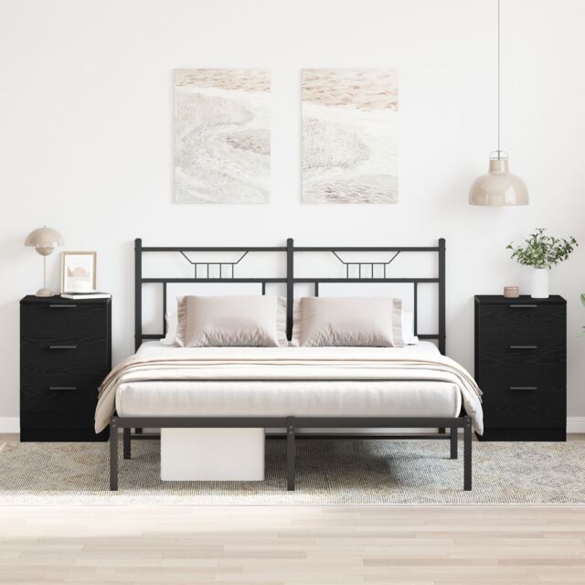 Berkfield Home Nightstands 2 pack Black Oak 40x65x65 cm Made of Engineered Wood - Size: 40 x 65 x 65 cm - image 1