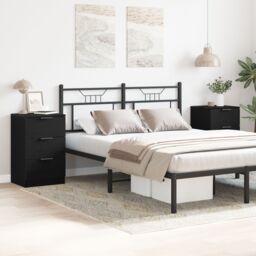 Berkfield Home Nightstands 2 pack Black Oak 40x65x65 cm Made of Engineered Wood - Size: 40 x 65 x 65 cm - thumbnail 4