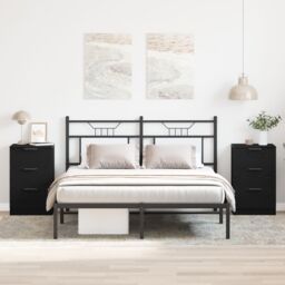 Berkfield Home Nightstands 2 pack Black Oak 40x65x65 cm Made of Engineered Wood - Size: 40 x 65 x 65 cm - thumbnail 1