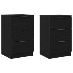 Berkfield Home Nightstands 2 pack Black Oak 40x65x65 cm Made of Engineered Wood - Size: 40 x 65 x 65 cm - thumbnail 2