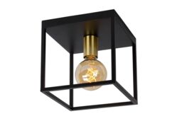 Lucide 'RUBEN' Dimmable Stylish Indoor Modern Flush Ceiling Light 1xE27 in Black - thumbnail 1