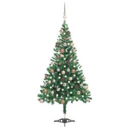 Berkfield Home Beautiful Artificial Pre-lit Christmas Tree with Ball Set 180cm 5 in Green - thumbnail 2