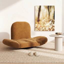 Costway Swivel Floor Chair Folding Gaming Chair Lazy Sofa Lounge Recliner in Brown - thumbnail 9