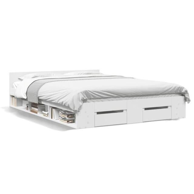 Berkfield Home Bed Frame with Drawers without Mattress White 120x190 cm Small Double - image 1