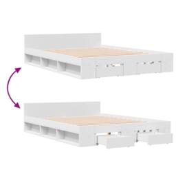 Berkfield Home Bed Frame with Drawers without Mattress White 120x190 cm Small Double - thumbnail 7