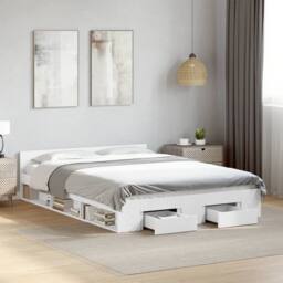 Berkfield Home Bed Frame with Drawers without Mattress White 120x190 cm Small Double - thumbnail 2