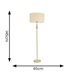 ValueLights Marissa Fabric Drum Shade with Brushed Gold Ball Floor Lamp with Bulb in Nude - thumbnail 6