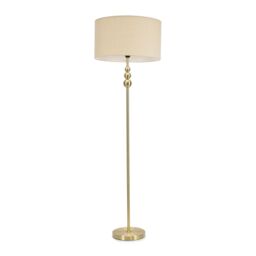 ValueLights Marissa Fabric Drum Shade with Brushed Gold Ball Floor Lamp with Bulb in Nude - thumbnail 2