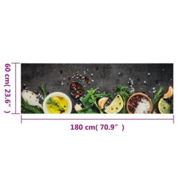 Berkfield Home Kitchen Rug Washable Spices 60x180 cm Velvet in Grey - thumbnail 5